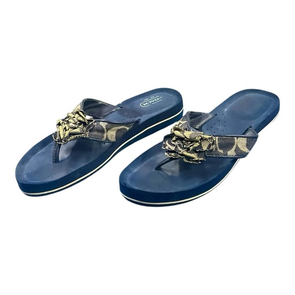 Coach Denim Sandals Size 6.5 - Picture 1 of 5